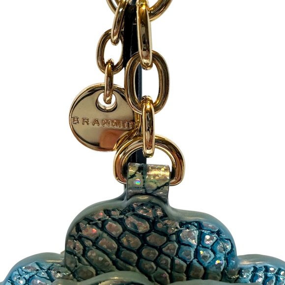 Brahmin Magnolia flower charm or key fob in Arctic Blue Melbourne (NWT) - Picture 2 of 3